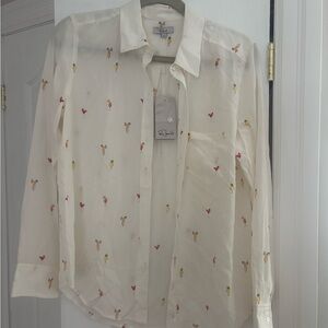 Rails White Silk Shirt with Colorful Cocktail.